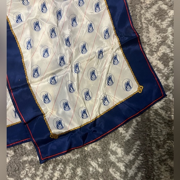 Holland America nautical 100% silk scarf Blue and White Patterned Scarf (D-308) - Picture 2 of 11